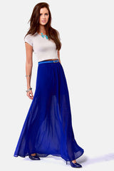 LINE & DOT PLEAT MAXI SKIRT