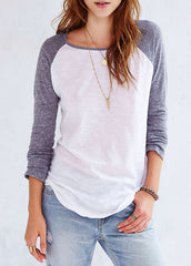 [MONROW] GREY /WHITE RAGLAN ROCK TEE