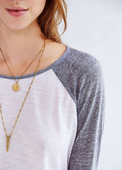 [MONROW] GREY /WHITE RAGLAN ROCK TEE