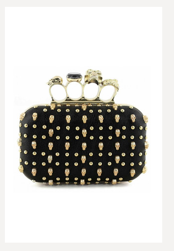 SKULL STUDDED KNUCKLE CLUTCH