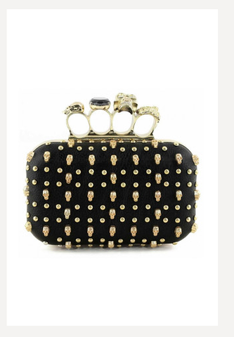 SKULL STUDDED KNUCKLE CLUTCH