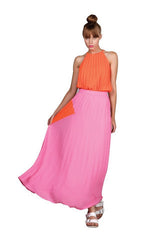 LINE & DOT PLEAT MAXI SKIRT