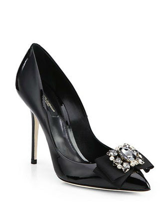 The Jeweled Bow Patent Leather Pumps